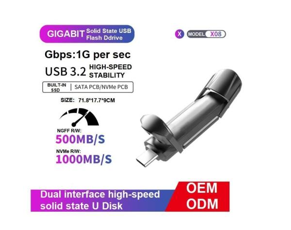 Cheap                    OEM Portable Type-C Solid State Disks Sk USB 3.2 Flash Drive Provides a Read Speed of up to 550MB/S and a Write Speed of 1000MB/S 128GB SATA and Nvme              for sale
