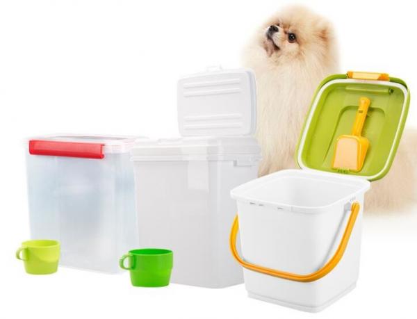 40L 15kgs 17lbs high quality stocked customized pet food storage container bucket dispenser dog food can box for dog cat