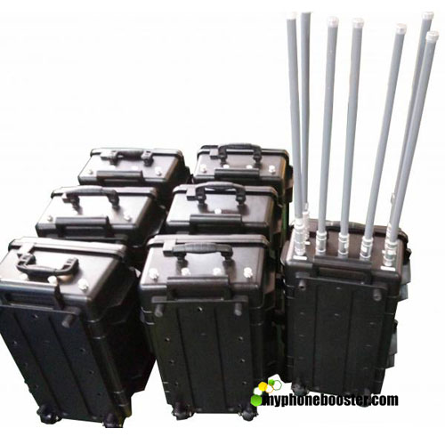 7 Bands 350w High Power Bomb Jammer Portable Luggage Military Signal Jammer Device With Battery Block GSM CDMA 3G 4G LTE