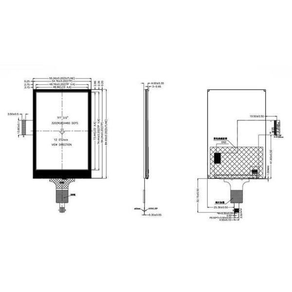3.5 Inch LCD Touch Screen 250 Cd/M2 Capacitive LCD Touch Screen 320X480