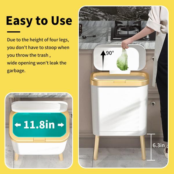 Golden Metal Waste Paper Bin Foot Pedal Trash Can For Hotel Lobby