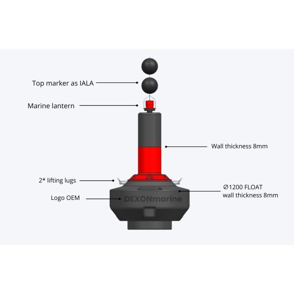 1200mm Dia Marine Navigation Buoy Isolated Danger Mark Buoy With Polyethylene Shell