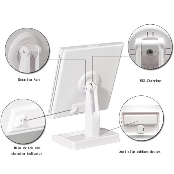 2X 3X Magnifying LED Strip Mirror Beauty Touch Dimmable Tri Fold Lighted Makeup Mirror