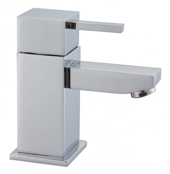 Cheap Elegant Square Single Handle Cold / Hot Basin Tap Faucets With Zinc Alloy Handle for sale