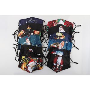 Washable Christmas Cotton Face Mask with Adjustable Loops and Nose