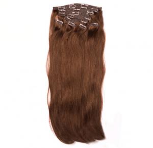 Best Dual Weft Virgin Clip In Hair Extensions / Straight Remy Human Hair Clip In wholesale