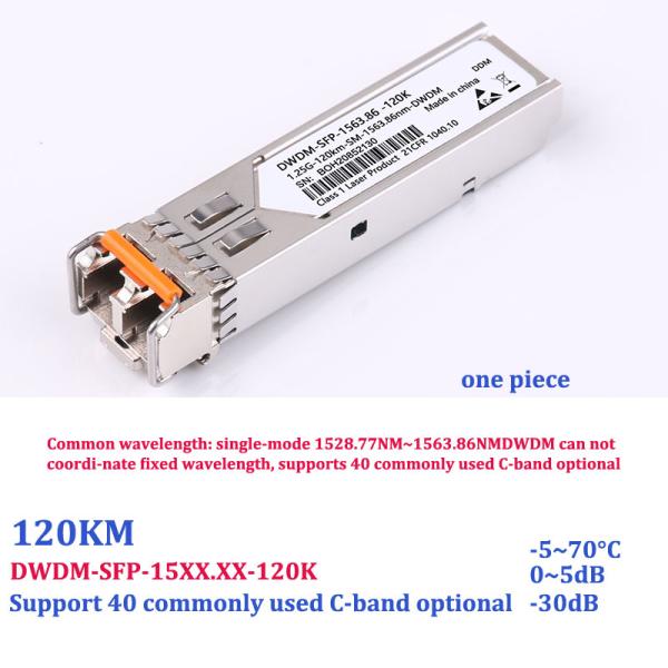 1.25G Dwdm Sfp Transceiver , Sfp Single Mode Module 1528.77nm-1563.86nm