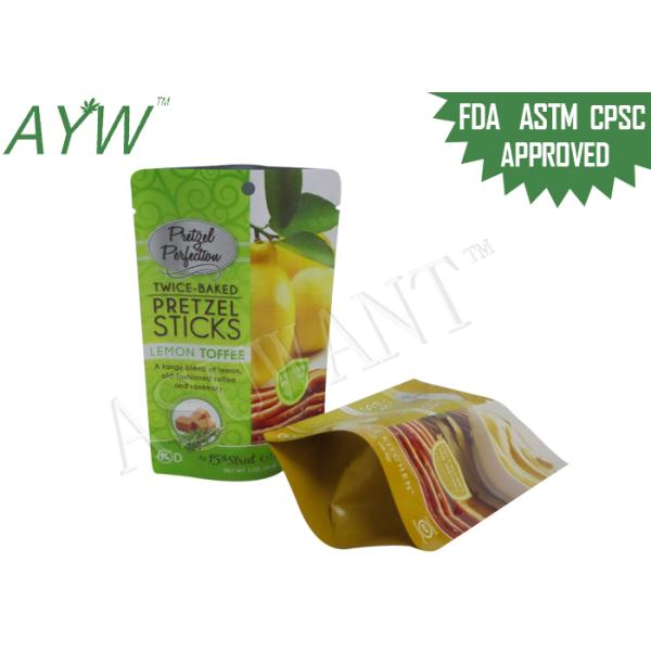 Matt Vanish Food Packaging Bags Twice Baked Pretzel Sticks For Lemon Toffee
