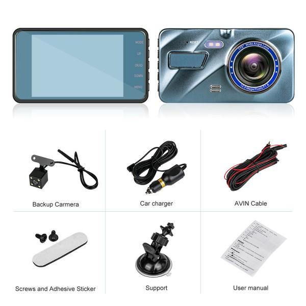 Vehicle WDR IPS Touchscreen Video Dash Cam Recorder Blackbox Dual Lens