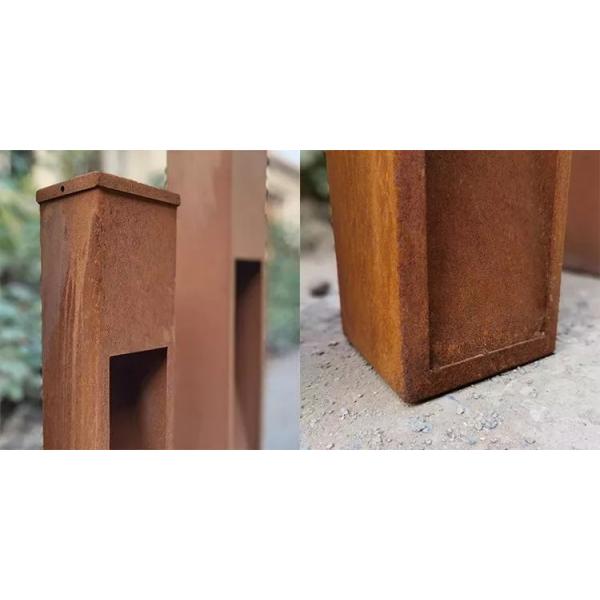 Decoration Outdoor Lighting Fixture Corten Steel Rust Color Bollard Lights