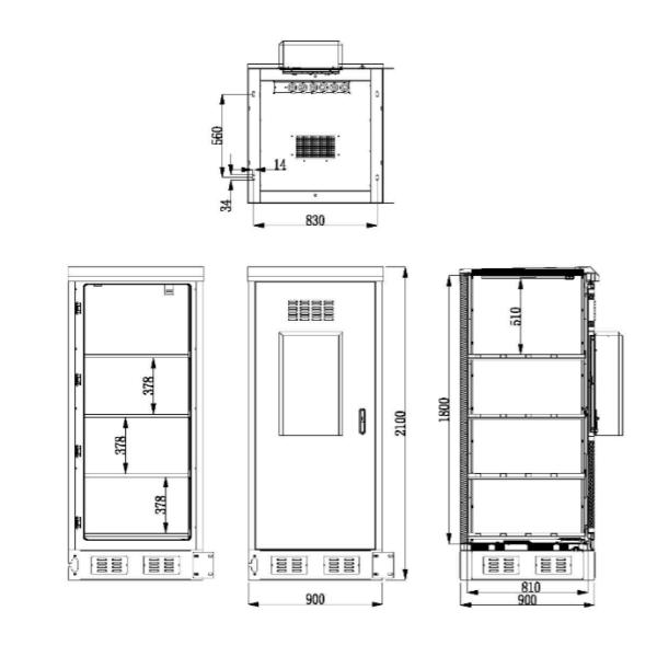 Professional Outdoor Rack Cabinet Custom Electrical Enclosures ET9090210-BA