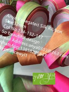 Best 32mm 134-132-117#  variegated silk ribbon,multicolor ribbon,rainbow 100% silk ribbon,ribbon,embroidery ribbon wholesale