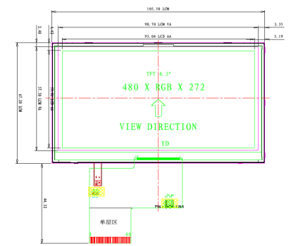 Customize OEM 480272 5V 4.3 Inch TFT LCD Screen Display Module