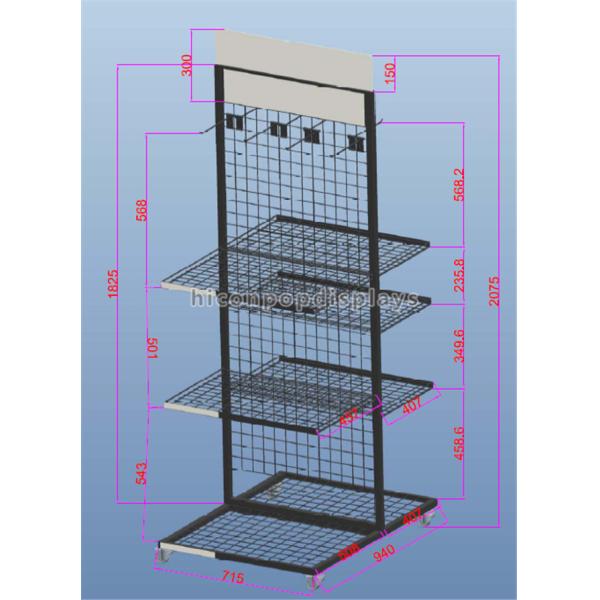 Freestanding Cups / Mugs Metal Display Racks Double Sided Multi - Layer For Shops