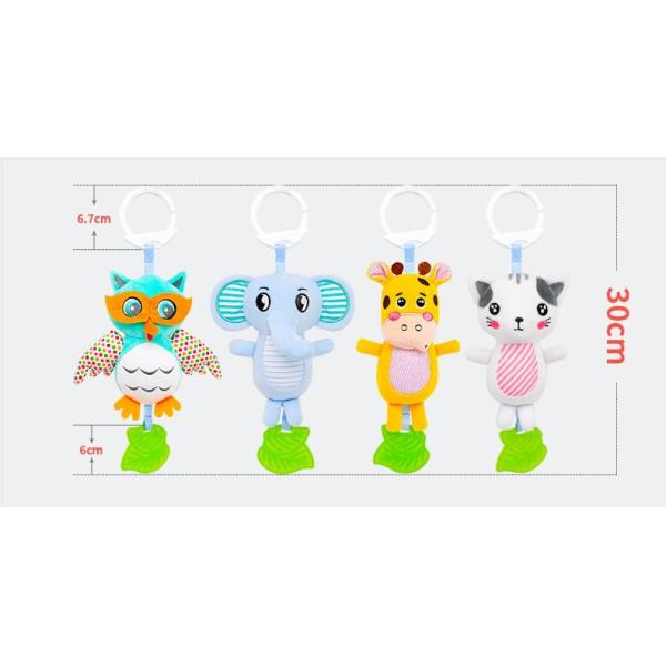 Silicone 30CM Spiral Plush Stroller Bar Toy With Bell