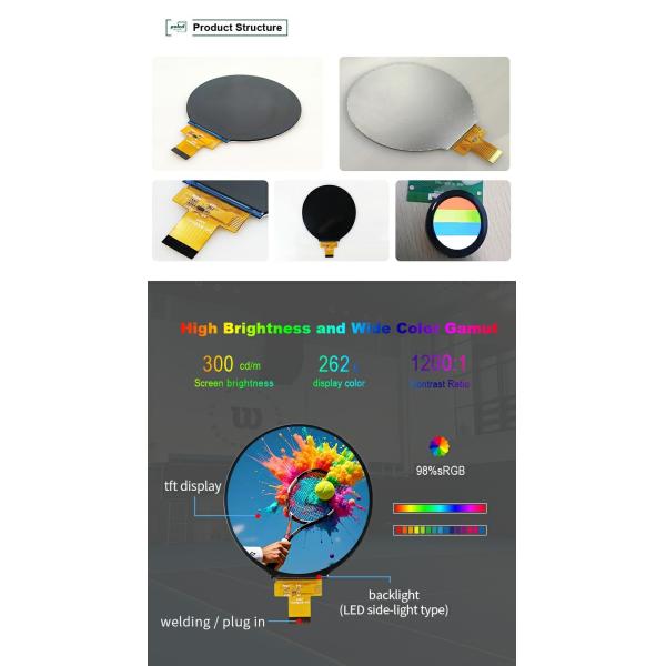 Polcd Small Size Round LCD Screen 4 inch 720x720 pixels 4Line MIPI interface Full Color Display