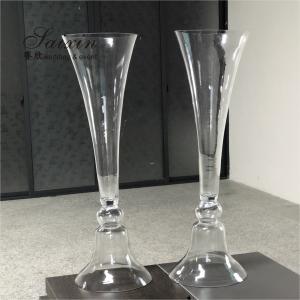 Best 80cm Tall Reversible Trumpet Flower Arrangement Holder Glass Vase Wedding Decor wholesale