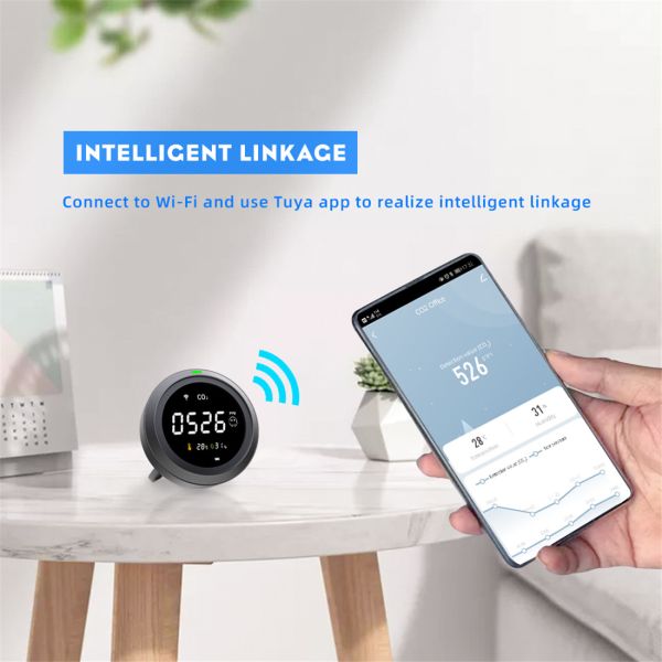 Thermometer and Hygrometer Wi-Fi CO2 Carbon Dioxide Detector(PTH-8)