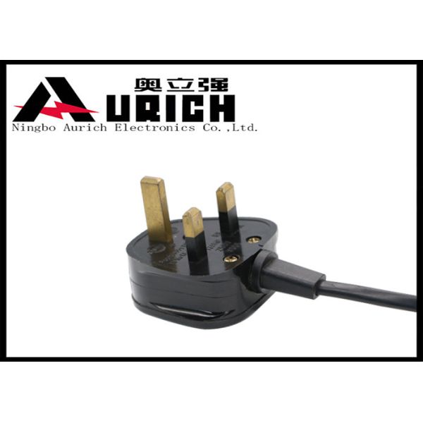 3 Prong British Power Cord For Electric Skillet / Computer 250V 16A Black Color