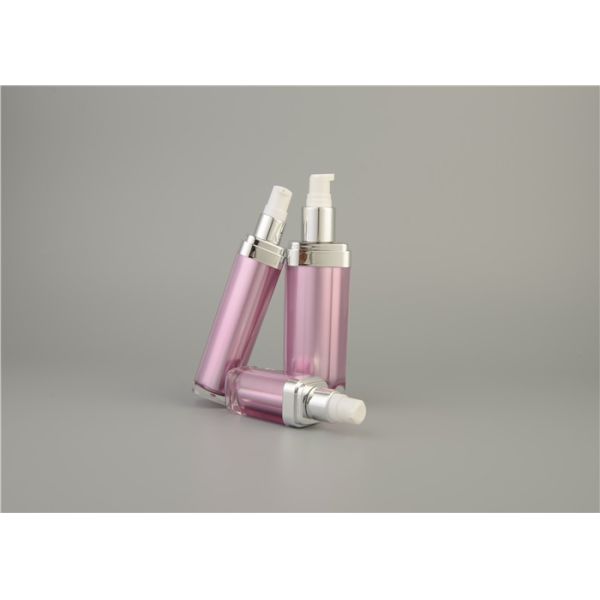 Double Wall White Slim Empty Cosmetic Bottles / 30ml Plastic Pump Bottles