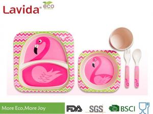 Best Free Heavy Metals Food Grade Bamboo Childrens Dinner Set , BPA Free 5 Pieces Bamboo Fibre Kids Set wholesale