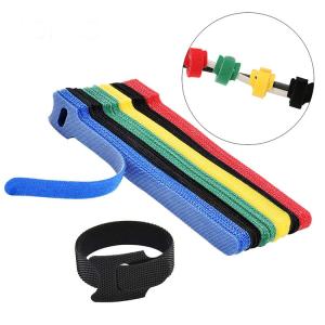 Colorful self locking reusable T shape cable tie back to back Hook And Loop