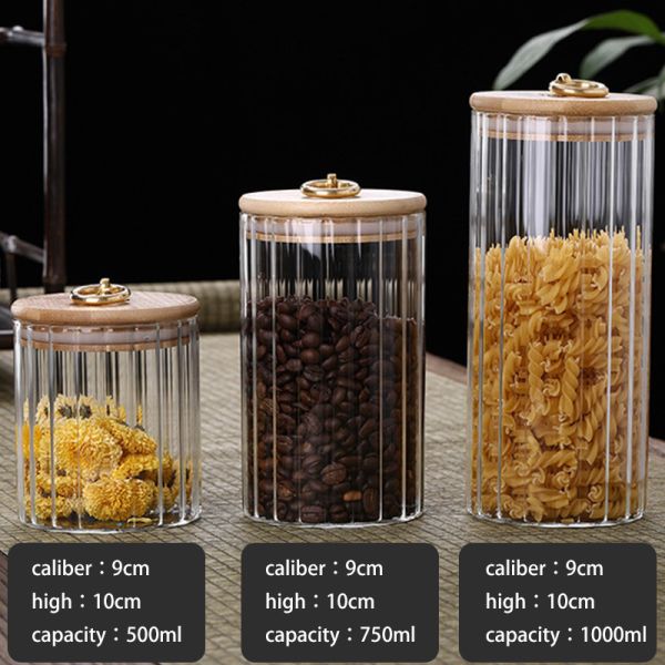 750ml 1000ml Borosilicate Glass Storage Jars With Bamboo Wooden Lids