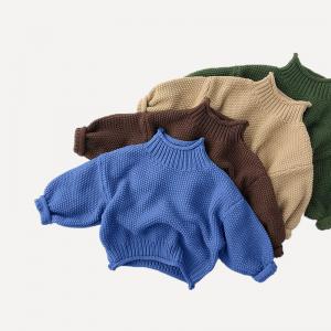 Best Custom Baby Turtleneck Sweater Hand Knitted Cotton Pullover Chunky Sweater wholesale