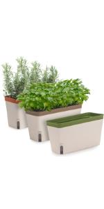 set of 3 windowsill planters rectangular self watering planter pots indoor outdoor garden herb box