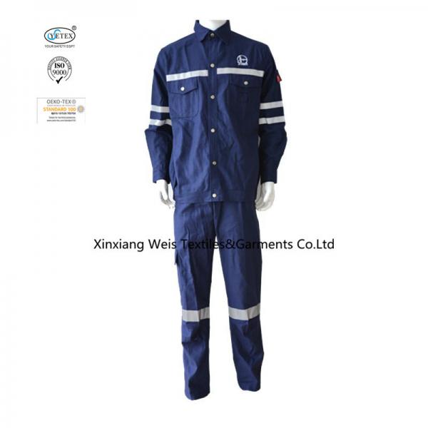 Cheap Navy Blue Cotton Flame Resistant Suit For Welding Industry for sale