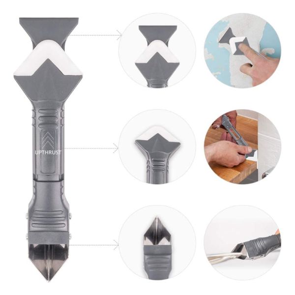 Stainless Steel Head Silicone Sealant Tool 3 In 1 Sealant Scraper Multifunction