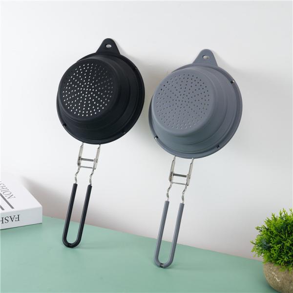 BPA Free Silicone Collapsible Colander With Handle New Kitchen Essentials Strainer Drainer Perfect For Draining Fruit