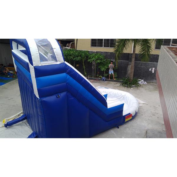 Small Blue Commercial Inflatable Water Slide , PVC iInflatable Water Slide With Pool