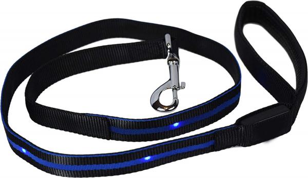 Cheap 7 Colors Illuminated Dog Leash 1" x 6' Soft Padded Handle Lasting Long Time for sale