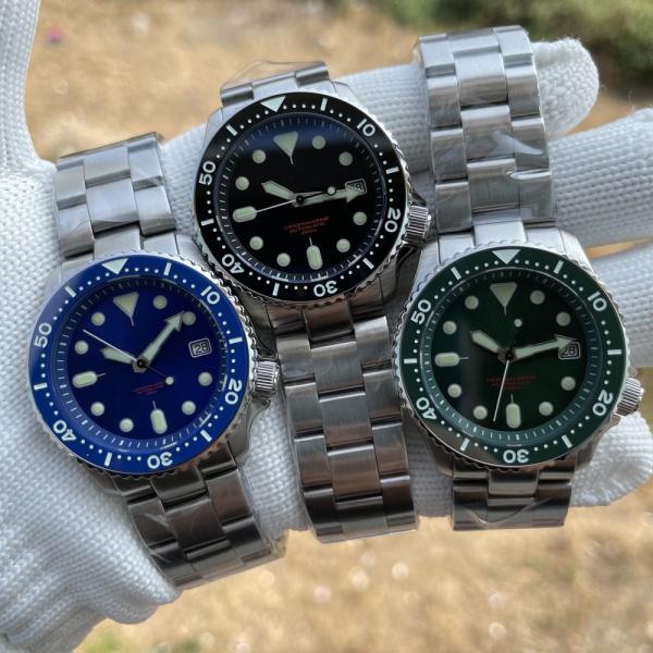 Luminous 21mm Mens Rubber Strap Watches 3BAR Silicone Stainless Steel Back