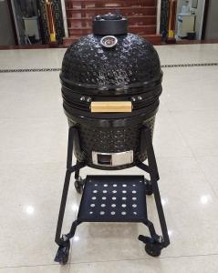 Best Ceramic 15 Inch BBQ Kamado Grill With Stands Black wholesale