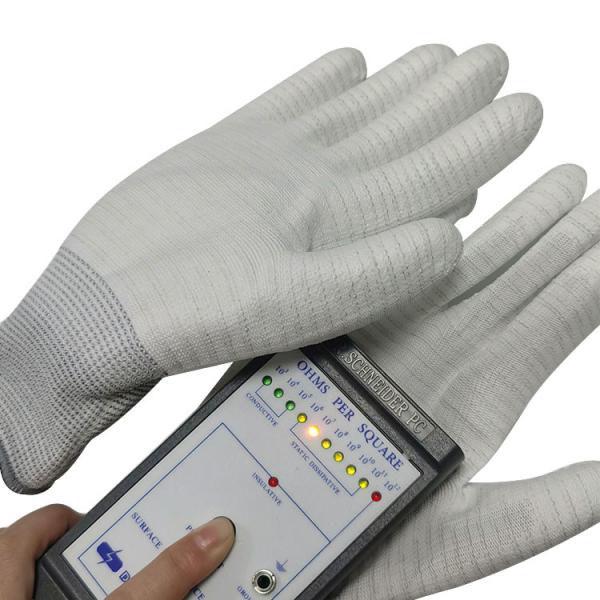 Polyester Anti Static PU Palm Coated ESD Gloves For Electronic Industry