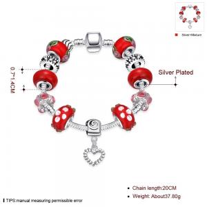 SJ Cute Vogue Heart Jewelry Glaze Bead Red Petal Ethnic Style Magnet Buckle Cubic Zirconia Women Charm Bead Bracelet for