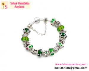 China 925 Silver Green Fairy European beads Bracelet beads jewelry silver with beads bracelet on sale