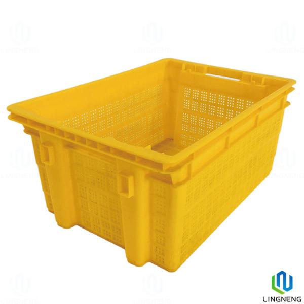 Cheap 25KGS Stackable Plastic Fruit And Vegetable Crates With Label Card for sale