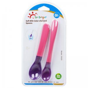China PP TPE Soft Color Change Baby Feeding Spoons on sale