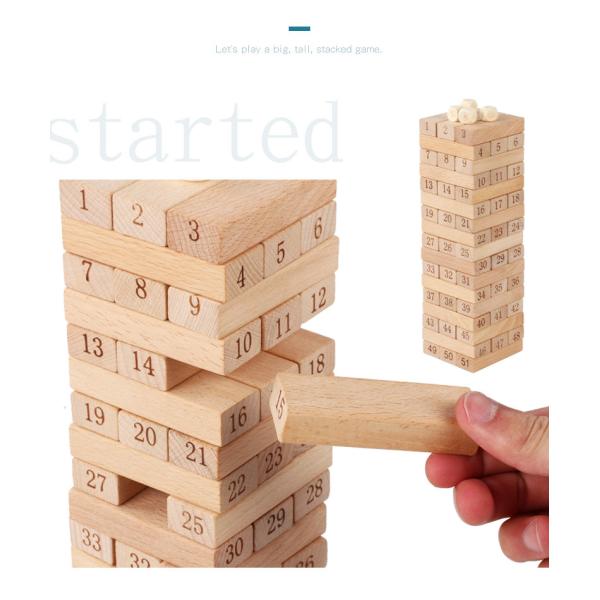 Digital 51PCS Log Building Blocks Dominos Jenga Blocks