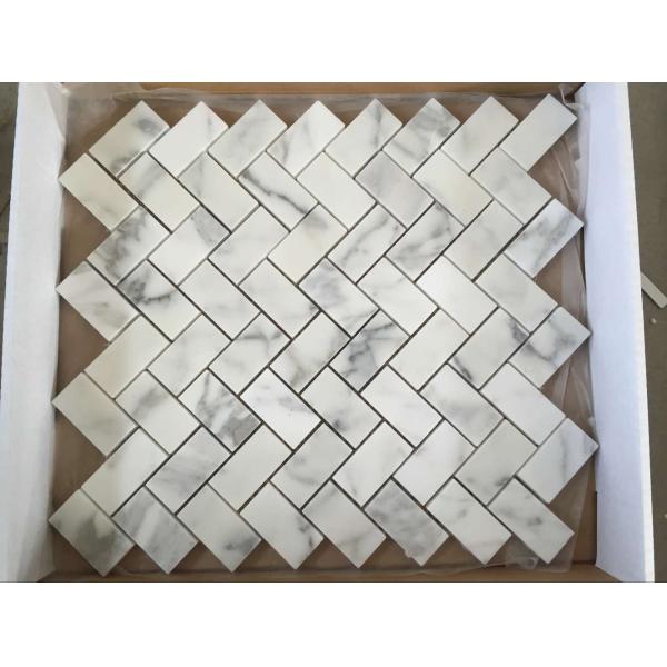 Calacatta Marble Mosaic,Natural Marble mosaic tiles Herribone marble mosaic desgin for wall