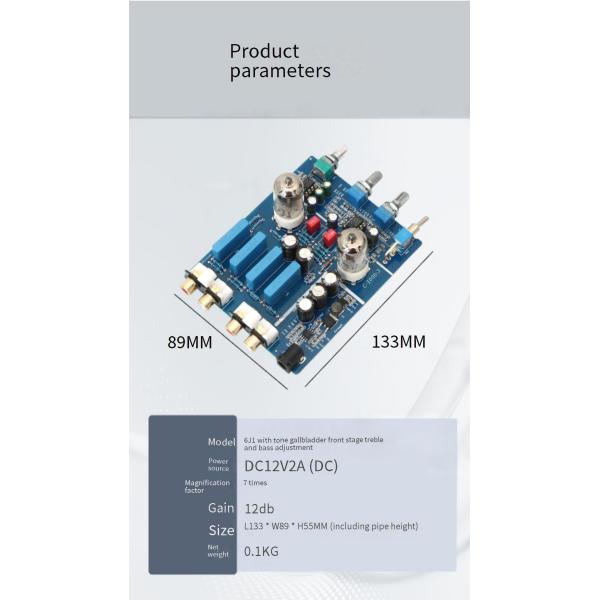 6J1 OEM ODM HIFI Audio Tube Preamplifier Board with High Low Sound Adjustment and 2.0 Channel for Home Amplifier