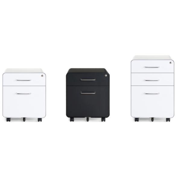 Rounded Corners 2 Drawers Steel Mobile Pedestal File Cabinet