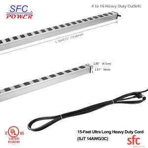 Best 24&quot; Horizontal Metal Multi Socket Extension Lead Grounded 16 Way With Circuit Breaker wholesale
