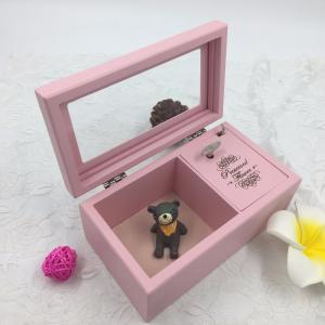 China Romantic Lovely Wooden Musical Jewellery Box , Pink Wooden Jewelry Box With Lock And Key on sale