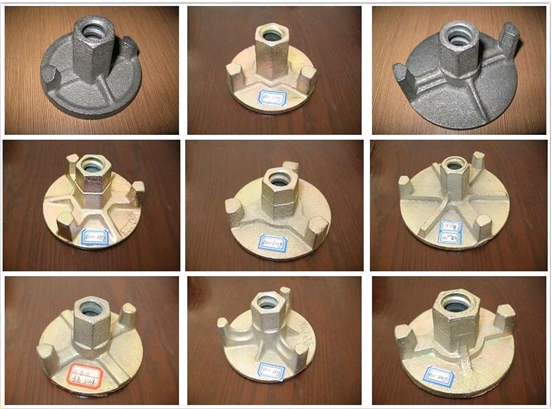 Size 15/17mm Tie Rod Cast Iron Anchor Nut / Yellow Formwork Wing Nut