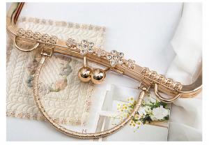 Best Shiny Ball Clasp Flower Evening Bag Frame With Zinc Alloy Handle wholesale