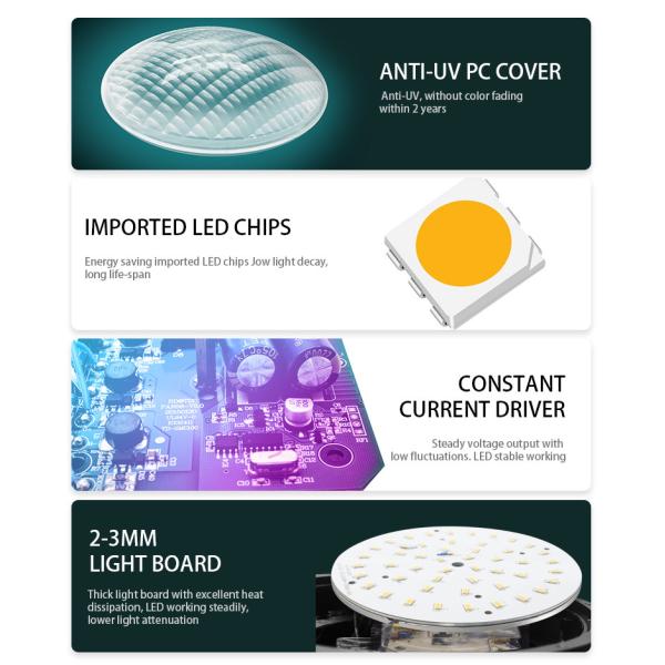 RGB switch ON / OFF 17W 12V AC GX16D base aluminum control PAR56 LED pool light